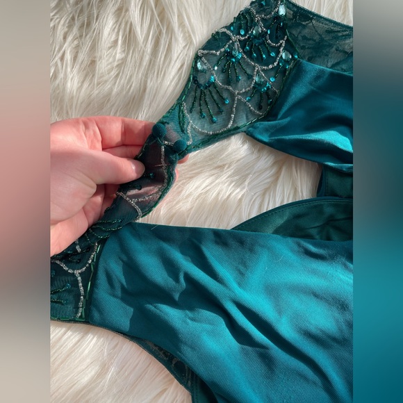 One by Eight Teal Beaded Cocktail Dress - Picture 8 of 8